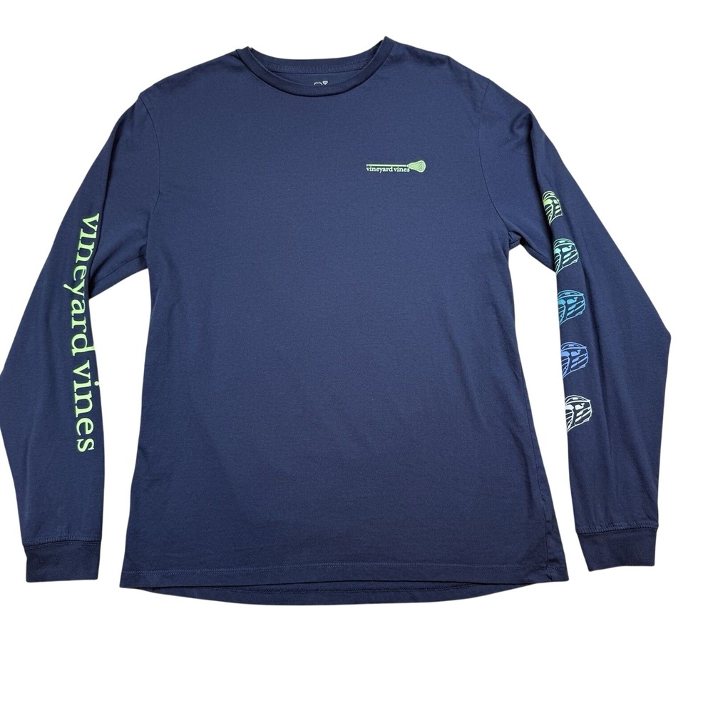 Vineyard Vines Shirt Men's Medium Blue Performance Long Sleeve Outdoor Sport